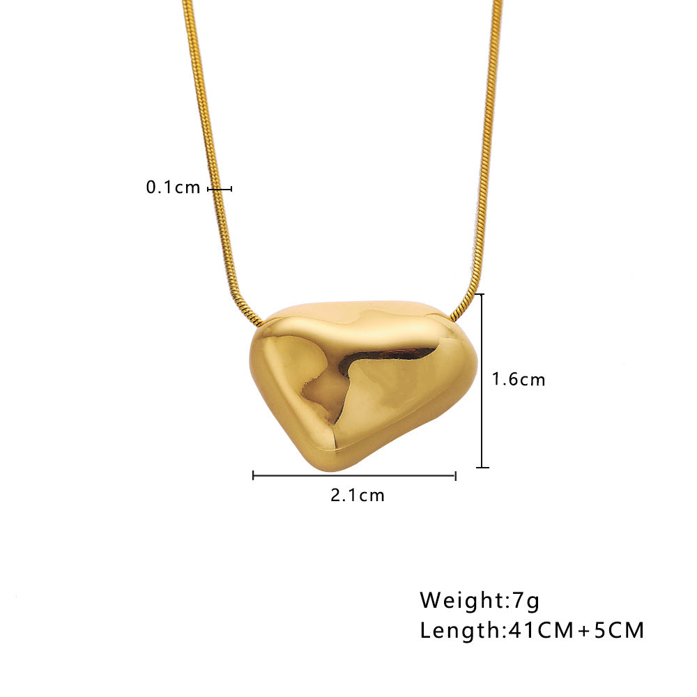 Stainless Steel Irregular Clavicle Chain Heart Shape With Diamond