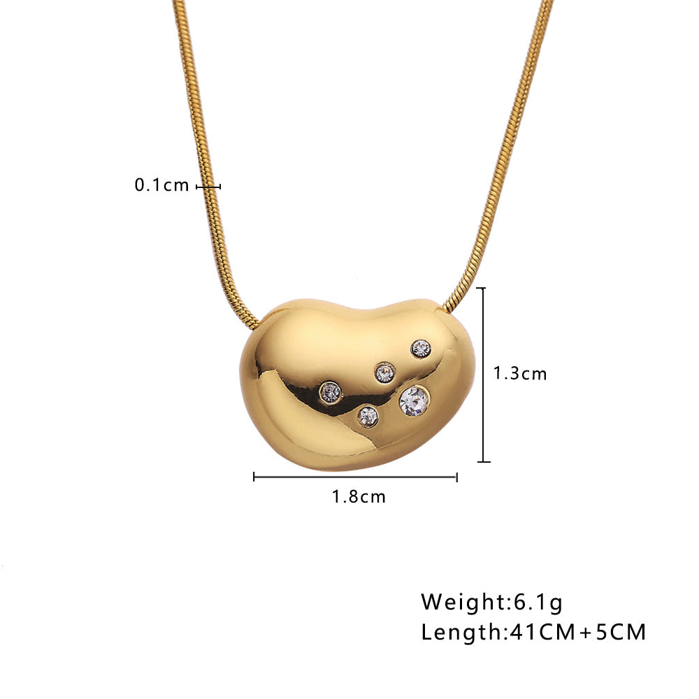 Stainless Steel Irregular Clavicle Chain Heart Shape With Diamond