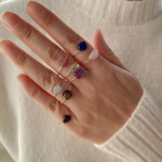 Women's Natural Stone Irregular Crystal Ring